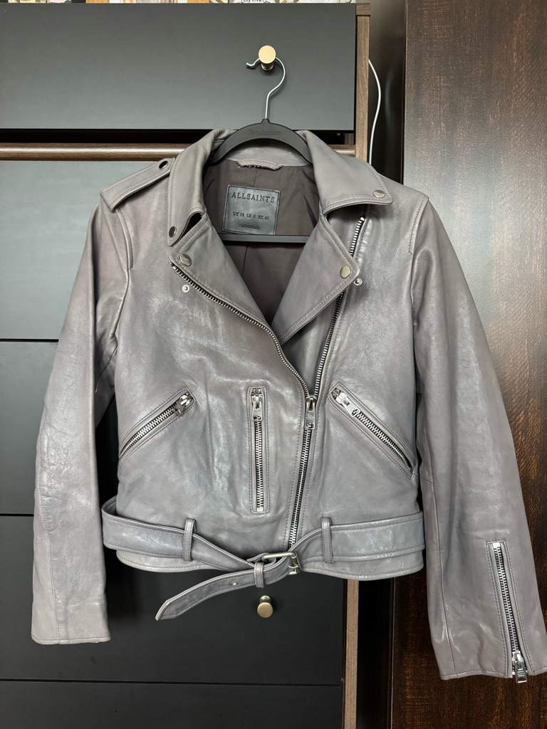 All Saints Balfern Grey Biker Leather Jacket